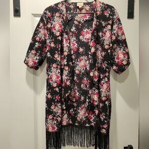 LuLaRoe Black Floral Kimono